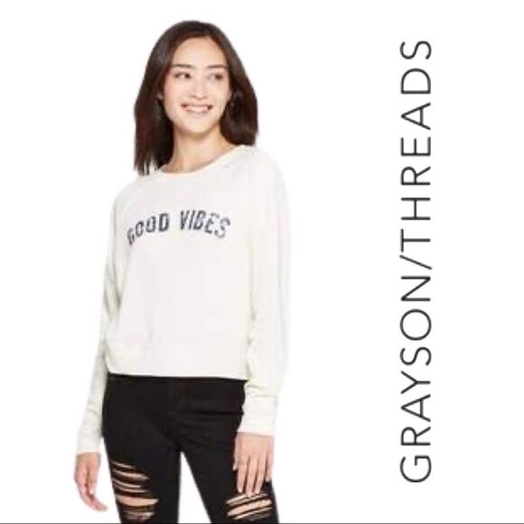 Grayson Threads Women's Good Vibes Graphic Sweatshirt - Picture 1 of 9